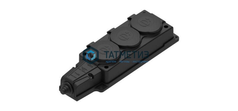 Колодка удлинителя 3-м с/з каучук черн 16А 250В IP44 MultiSet -  магазин крепежа «ТАТМЕТИЗ»