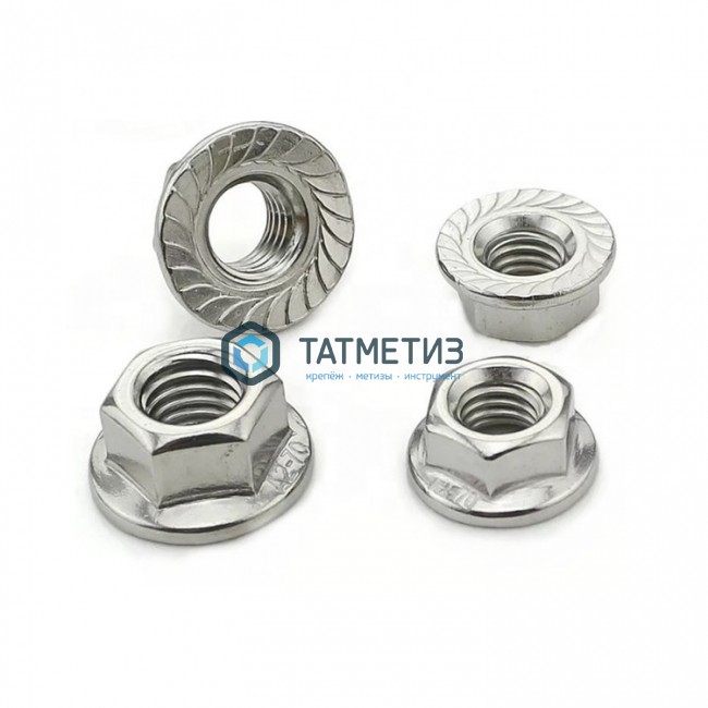 Гайка М 8 DIN 6923 А4-70 с фланцем | «ТАТМЕТИЗ» Гайка М 8 DIN 6923 А4-70 с фланцем - магазин крепежа «ТАТМЕТИЗ»