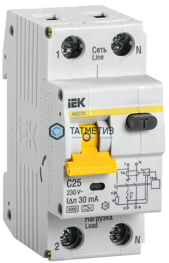 Выключатель автоматический дифференциального тока 2п C 25А 30мА тип A 6кА АВДТ-32 (1P+N) IEK -  магазин крепежа  «ТАТМЕТИЗ»