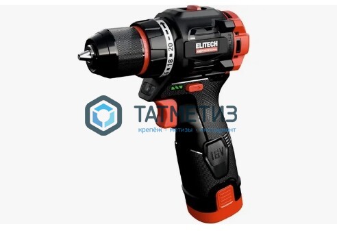 Дрель-шуруповерт 16 В, CD 16L2 бщет, 55 Нм, 2х2.0Ач, Li-ion, БЗП-10мм, кейс, ELITECH -  магазин крепежа «ТАТМЕТИЗ»