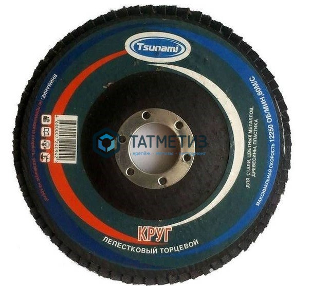Круг лепестковый торцевой TSUNAMI  для шлифования, 125 х 22 мм, зерно Р120 -  магазин крепежа  «ТАТМЕТИЗ»