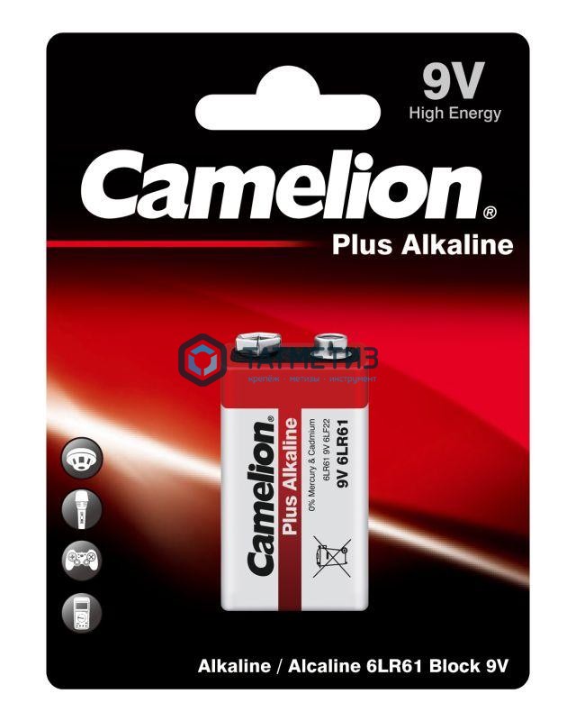 Батарейка алкалиновая тип Крона  6LR61 6LR61-BP1 (блист.1шт) Camelion 1655 -  магазин «ТАТМЕТИЗ»