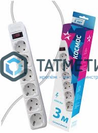 Удлинитель бытовой 5х5м С/З, 16А, IP20 ПВС 3х1 с выкл, БЕЛЫЙ, КОСМОС -  магазин «ТАТМЕТИЗ»
