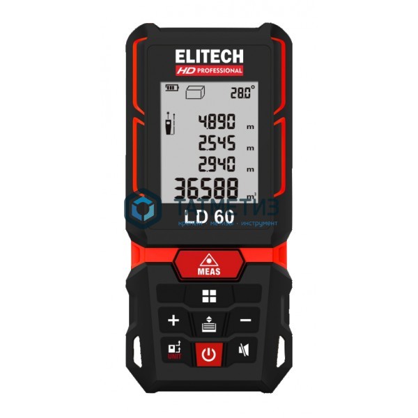 Дальномер лазерный ELITECH HD ЛД  60 (3х1.5В(ААА),0.05–60м,точн,±1.5ммм,0.12кг,чех,кор) -  магазин «ТАТМЕТИЗ»