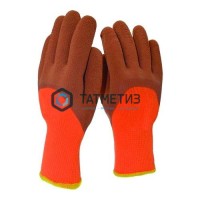 Перчатки акрил утепленные "Торро" 3/4 облива, вспен. латекс, оранж.-синие -  магазин крепежа «ТАТМЕТИЗ»