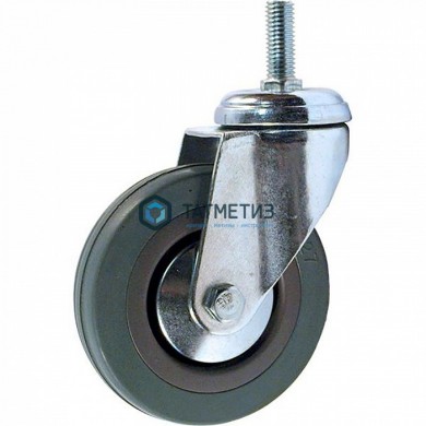 Колесо поворотное с болтом серая резина d 100 мм |  «ТАТМЕТИЗ» Колесо поворотное с болтом серая резина d 100 мм -  магазин крепежа «ТАТМЕТИЗ»