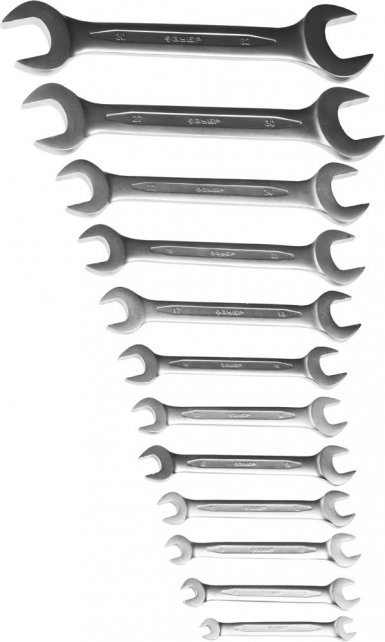 Набор ключей рожковых, 6 - 32 мм, 12 шт., CrV, хромированные, ЗУБР -  магазин крепежа  «ТАТМЕТИЗ»