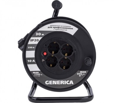 Удлинитель на кат. 4х30м с/з, 10А IP20 УК30 2P+PE 3х1 термозащита GENERICA IEK -  магазин «ТАТМЕТИЗ»