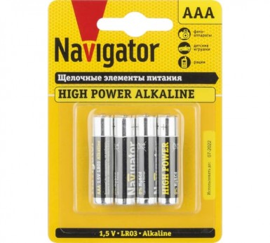 Батарейка алкалиновая тип AAA / LR03 1.5В (уп.4шт) Navigator 94751 -  магазин «ТАТМЕТИЗ»
