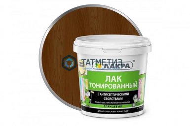 Лак ВД тонированный Орех ЛАКРА  0,9 кг./6 -  магазин крепежа  «ТАТМЕТИЗ»