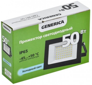 Прожектор светодиодный СДО 001-50 6500К IP65 черн. GENERICA -  магазин крепежа  «ТАТМЕТИЗ»