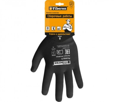 Перчатки Для сборочных работ, полиэстер, без и/у, 9(L), черные, Fiberon/300/10 -  магазин крепежа  «ТАТМЕТИЗ»