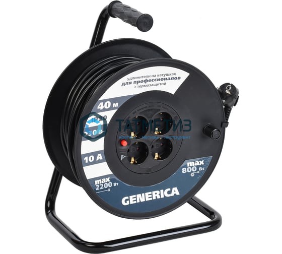 Удлинитель на кат. 4х40м с/з, 10А IP20 УК40 2P+PE 3х1 термозащита GENERICA IEK Удлинитель на кат. 4х40м с/з, 10А IP20 УК40 2P+PE 3х1 термозащита GENERICA IEK
